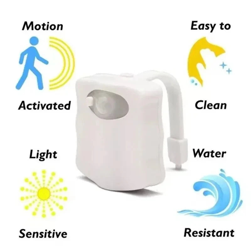 HOMEFISH Wireless Motion Sensor LED Night Light RGB 8 Colors Toilet Bathroom Atmosphere Colorful Lamp Sensor LED Night Lights