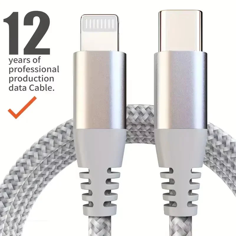 1PC 2PCS Type C to Lightning Fast Charging Data Cable MFI Certified 20W Nylon Braided Cable for iPhone14 14Pro 14Plus 13 12 11 X