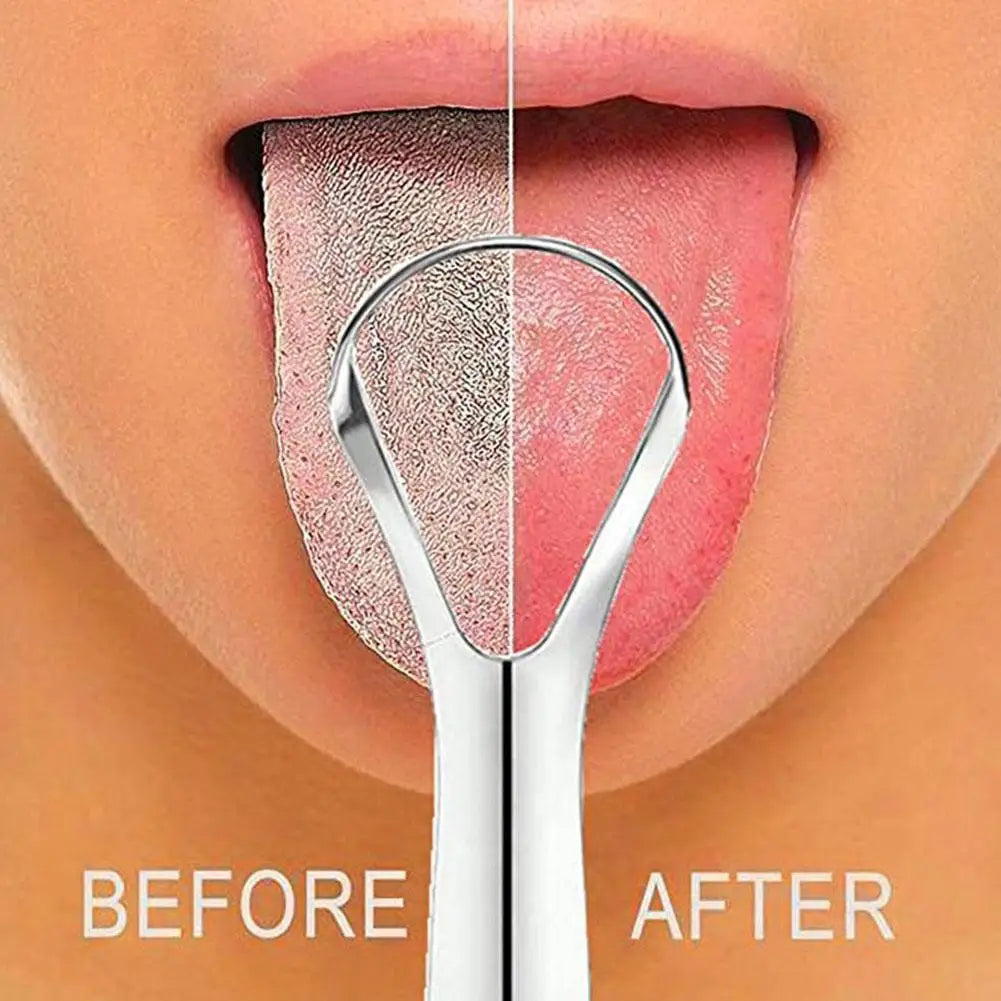 1Pcs Portable Single Layer Tongue Scraper Reusable Stainless Steel Oral Mouth Brush Tongue Scraper Fresh Breath Maker