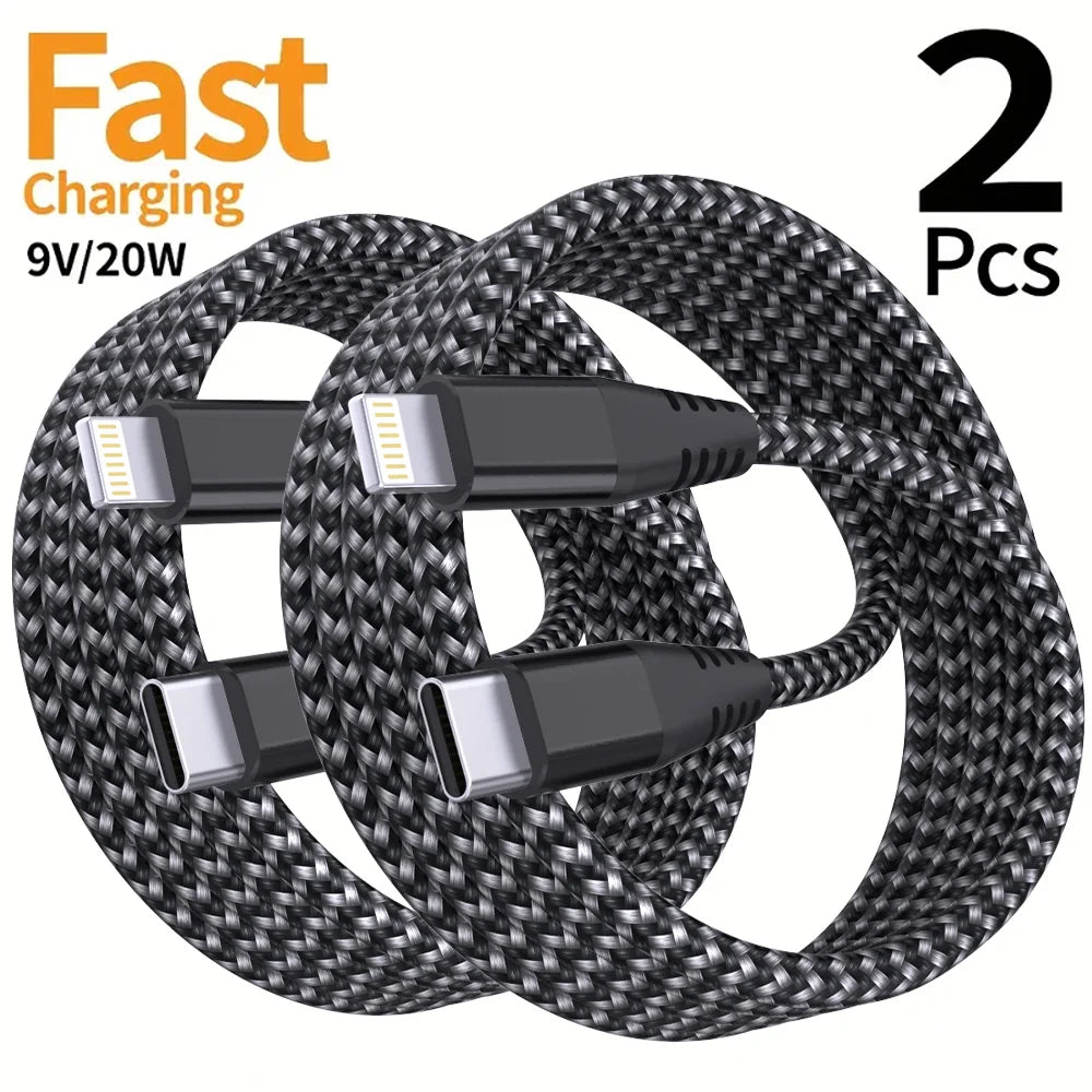 1PC 2PCS Type C to Lightning Fast Charging Data Cable MFI Certified 20W Nylon Braided Cable for iPhone14 14Pro 14Plus 13 12 11 X