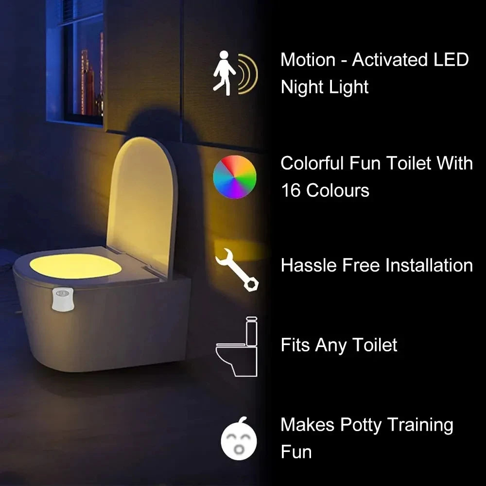 HOMEFISH Wireless Motion Sensor LED Night Light RGB 8 Colors Toilet Bathroom Atmosphere Colorful Lamp Sensor LED Night Lights