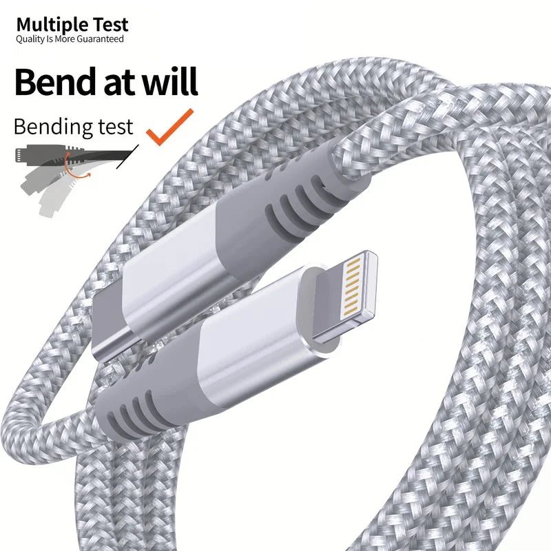 1PC 2PCS Type C to Lightning Fast Charging Data Cable MFI Certified 20W Nylon Braided Cable for iPhone14 14Pro 14Plus 13 12 11 X