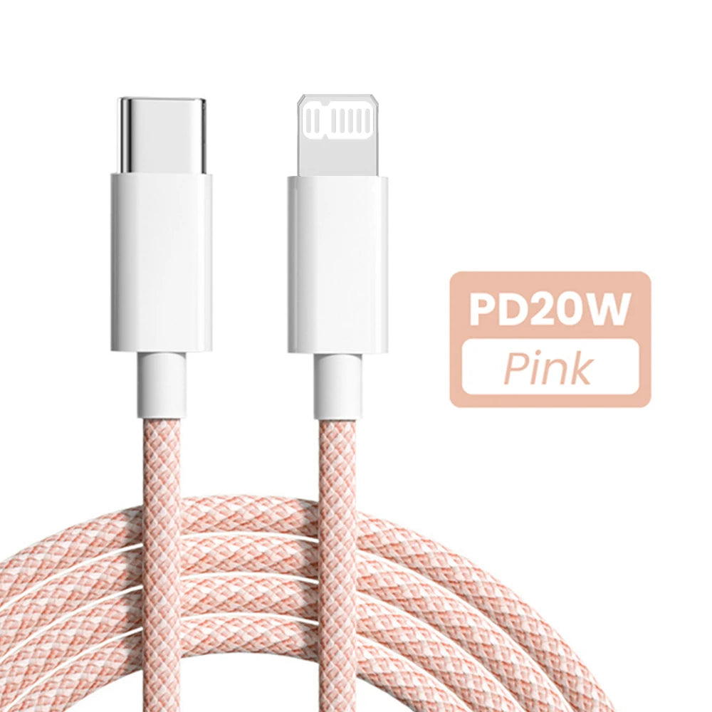 PD 20W USB C Cable For iPhone 14 13 12 11 Pro Max Xs 8 Plus iPad Wire 3A Fast Charging Cord Type C Data Cable for iPhone